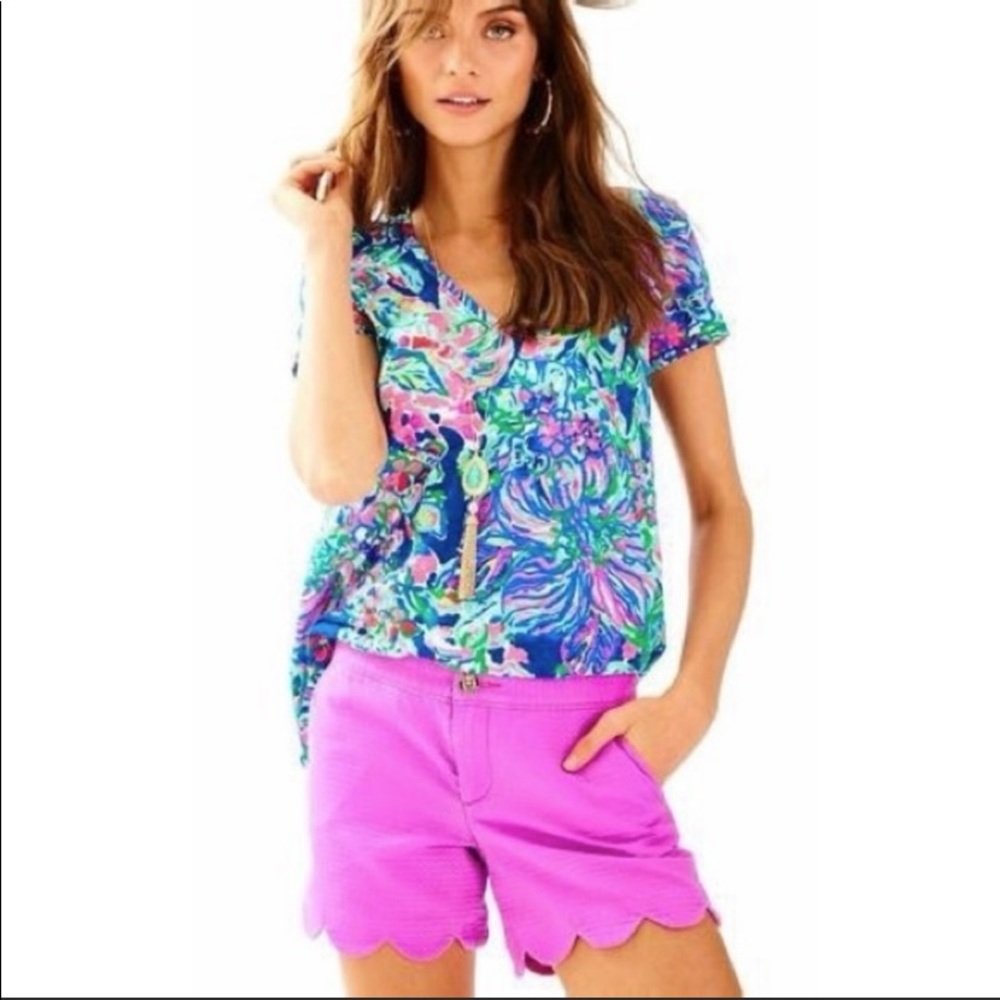 Lilly Pulitzer buttercup shorts scalloped pockets